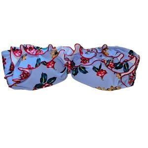 Jessica Simpson Lavender Floral Strapless Ruffled Bikini Top L